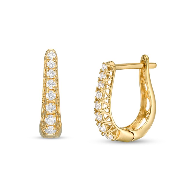 Main Image 1 of 1/4 CT. T.W. Diamond Graduated Hoop Earrings in 10K Gold