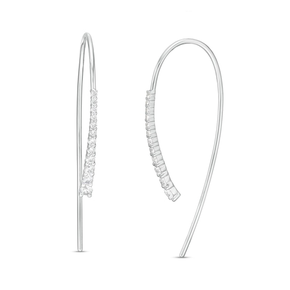 1/2 CT. T.w. Diamond Graduated Linear Threader Earrings in 10K White Gold