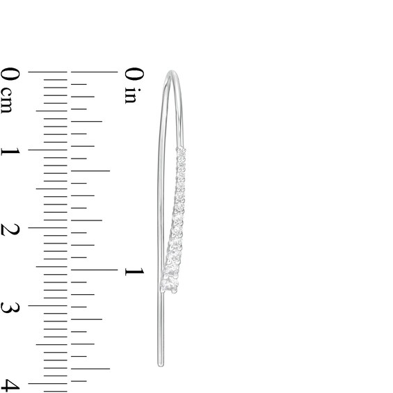 1/2 CT. T.w. Diamond Graduated Linear Threader Earrings in 10K White Gold