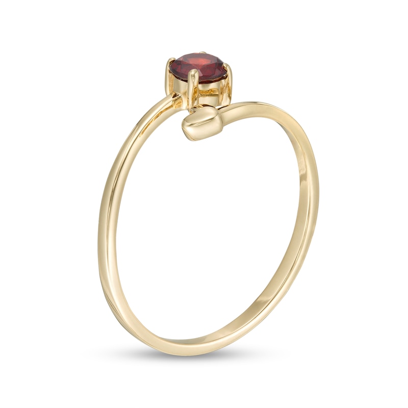 Main Image 3 of 4.0mm Garnet and Polished Heart Open Wrap Ring in 10K Gold