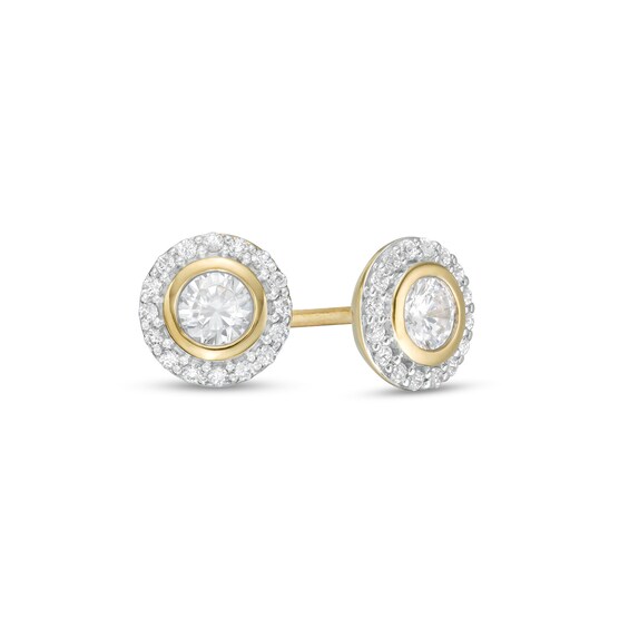 1/2 CT. T.w. Diamond Frame Stud Earrings in 10K Gold