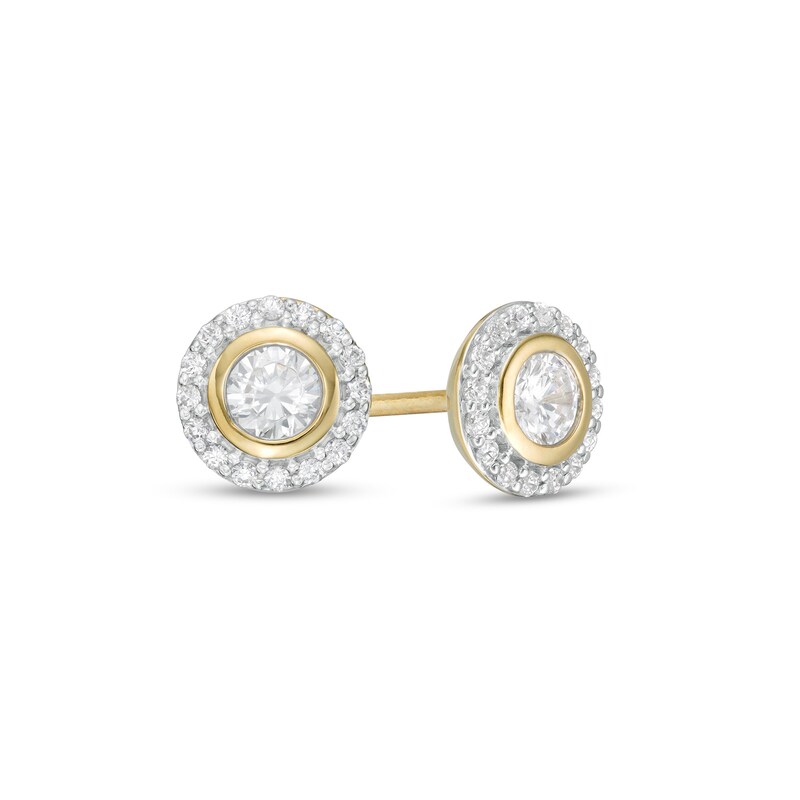 Main Image 1 of 1/2 CT. T.W. Diamond Frame Stud Earrings in 10K Gold