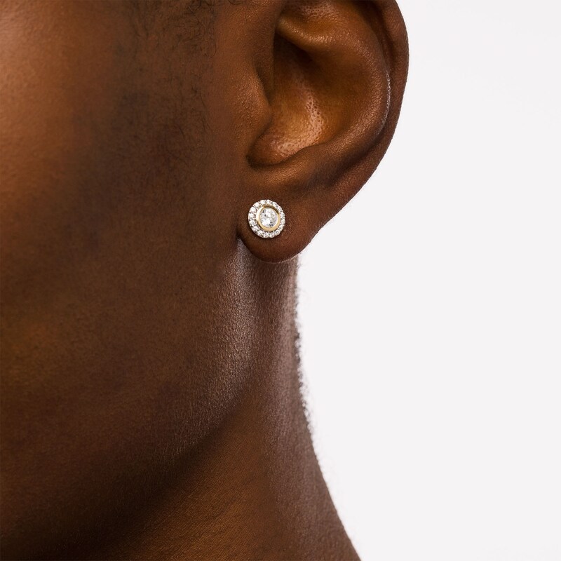 Main Image 2 of 1/2 CT. T.W. Diamond Frame Stud Earrings in 10K Gold