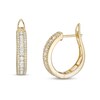 Thumbnail Image 1 of 1 CT. T.W. Diamond Channel Triple Row Hoop Earrings in 10K Gold
