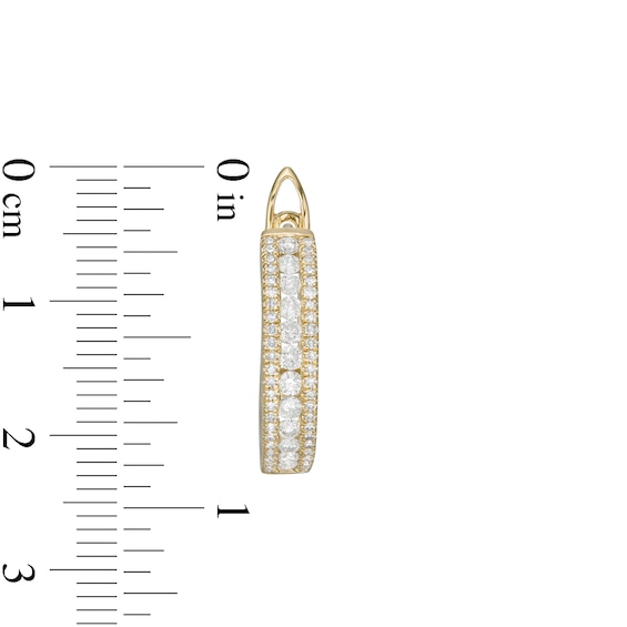 1 CT. T.w. Diamond Channel Triple Row Hoop Earrings in 10K Gold