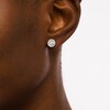 Thumbnail Image 2 of 1/2 CT. T.W. Baguette and Round Diamond Frame Stud Earrings in 10K White Gold