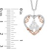 Thumbnail Image 2 of Enchanted Disney Princess 1/10 CT. T.W. Diamond Castle in Heart Pendant in Sterling Silver and 10K Rose Gold – 19"