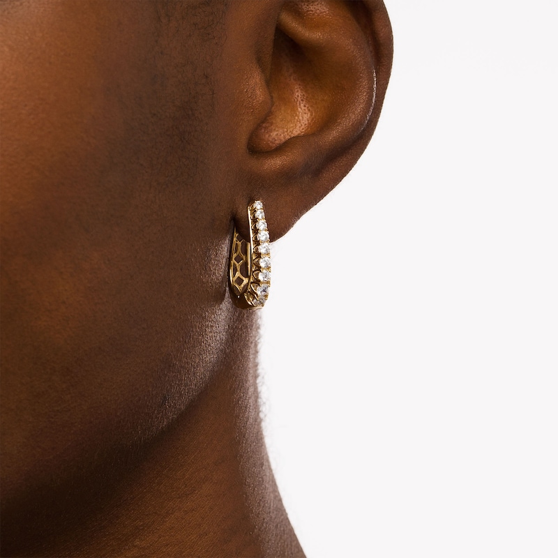 Main Image 2 of 1 CT. T.W. Diamond Graduated Hoop Earrings in 10K Gold