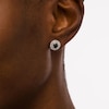 1 CT. T.W. Black Enhanced and White Diamond Double Frame Stud Earrings in 10K White Gold