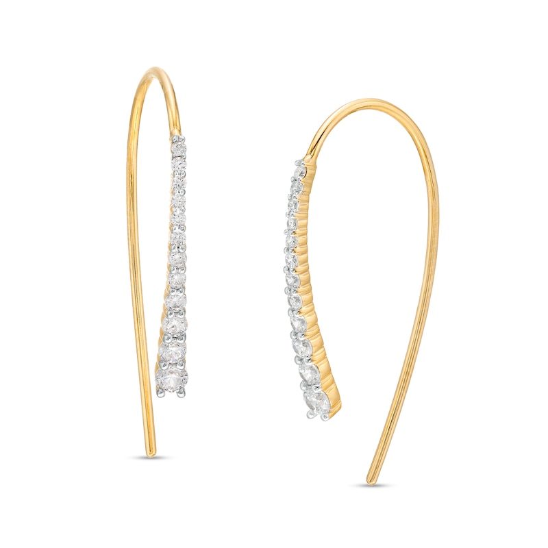 Main Image 1 of 1/2 CT. T.W. Diamond Graduated Linear Threader Earrings in 10K Gold