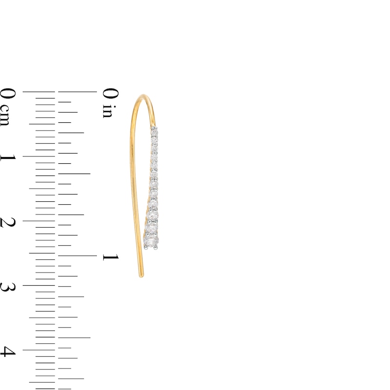 Main Image 3 of 1/2 CT. T.W. Diamond Graduated Linear Threader Earrings in 10K Gold