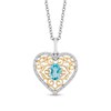 Thumbnail Image 1 of Enchanted Disney Jasmine Oval Swiss Blue Topaz and 1/6 CT. T.W. Diamond Heart Pendant in Sterling Silver and 10K Gold