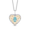 Enchanted Disney Jasmine Oval Swiss Blue Topaz and 1/6 CT. T.w. Diamond Heart Pendant in Sterling Silver and 10K Gold