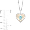 Thumbnail Image 3 of Enchanted Disney Jasmine Oval Swiss Blue Topaz and 1/6 CT. T.W. Diamond Heart Pendant in Sterling Silver and 10K Gold