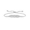 Thumbnail Image 1 of Marilyn Monroe™ Collection 5/8 CT. T.W. Emerald-Shaped Diamond Frame Three Stone Bolo Bracelet in 10K White Gold - 9.5"