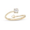Thumbnail Image 1 of 4.0mm White Topaz and Polished Heart Open Wrap Ring in 10K Gold