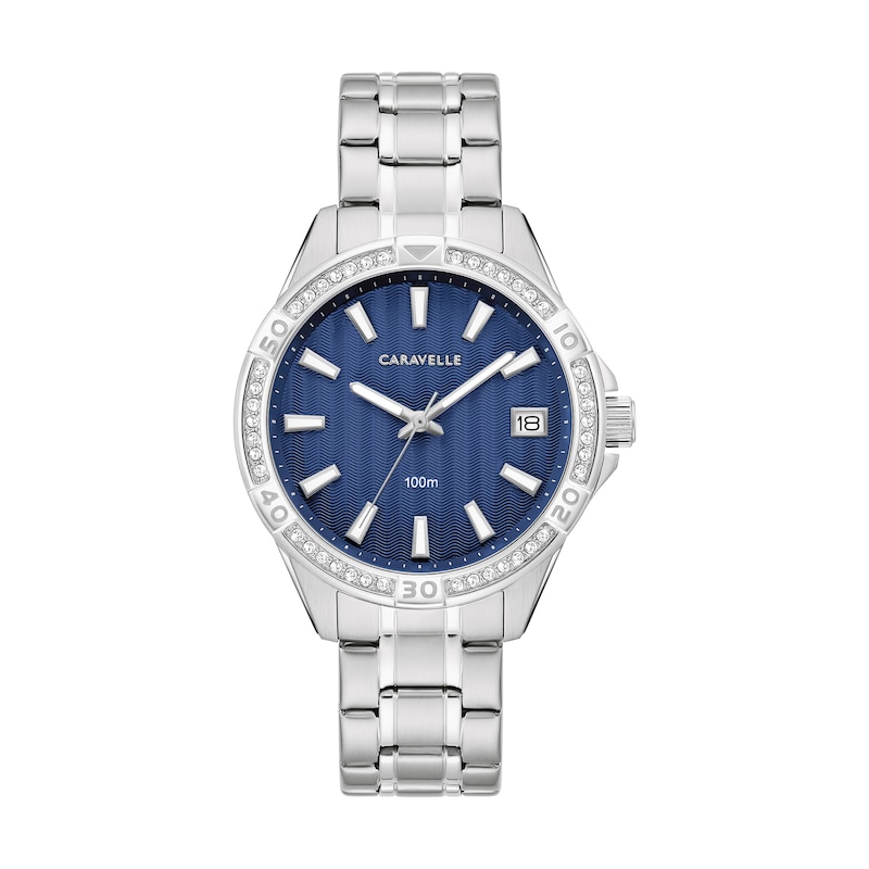 Ladies' Caravelle by Bulova Aqualuxx Crystal Accent Watch with Blue Dial (Model: 43M122)