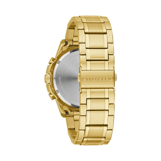 Men's Caravelle by Bulova Aqualuxx Gold-Tone Chronograph Watch with Black Dial (Model: 44B127)