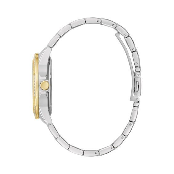 Ladies' Caravelle by Bulova Aqualuxx Crystal Accent Two-Tone Watch with Silver-Tone Dial (Model: 45M120)