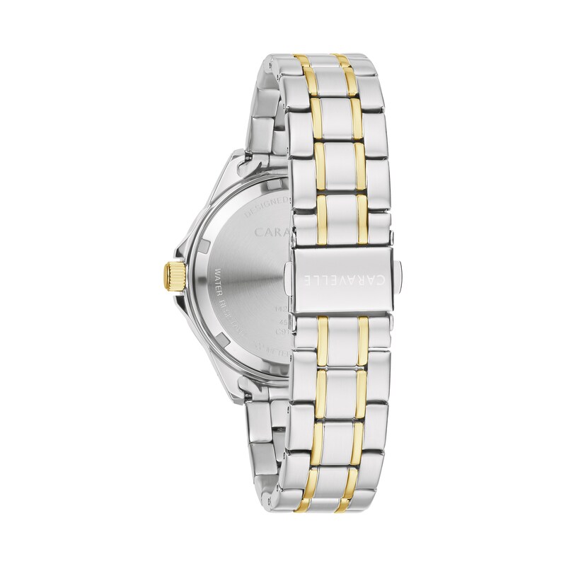 Ladies' Caravelle by Bulova Aqualuxx Crystal Accent Two-Tone Watch with Silver-Tone Dial (Model: 45M120)