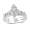 Thumbnail Image 1 of 1/2 CT. T.W. Composite Marquise-Shaped Diamond Double Frame Bridal Set in 10K White Gold