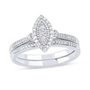 Thumbnail Image 1 of 1/3 CT. T.W. Composite Marquise-Shaped Diamond Double Frame Bridal Set in Sterling Silver