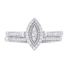Thumbnail Image 4 of 1/3 CT. T.W. Composite Marquise-Shaped Diamond Double Frame Bridal Set in Sterling Silver