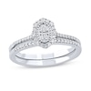 Thumbnail Image 1 of 1/3 CT. T.W. Composite Oval-Shaped Diamond Scallop Edge Frame Bridal Set in Sterling Silver