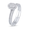 Thumbnail Image 3 of 1/3 CT. T.W. Composite Oval-Shaped Diamond Scallop Edge Frame Bridal Set in Sterling Silver
