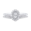 Thumbnail Image 4 of 1/3 CT. T.W. Composite Oval-Shaped Diamond Scallop Edge Frame Bridal Set in Sterling Silver
