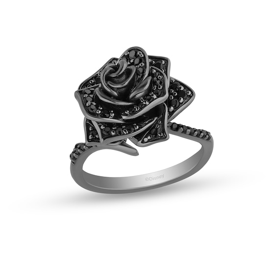 Enchanted Disney Villains Maleficent 1/2 CT. T.w. Black Diamond Rose Ring in Sterling Silver