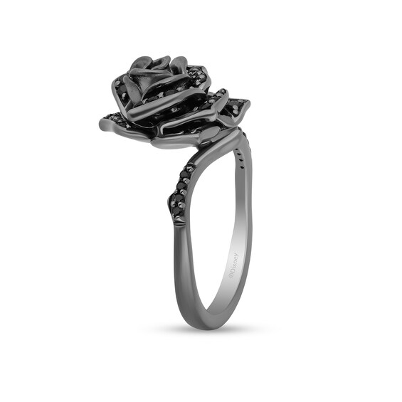 Enchanted Disney Villains Maleficent 1/2 CT. T.w. Black Diamond Rose Ring in Sterling Silver