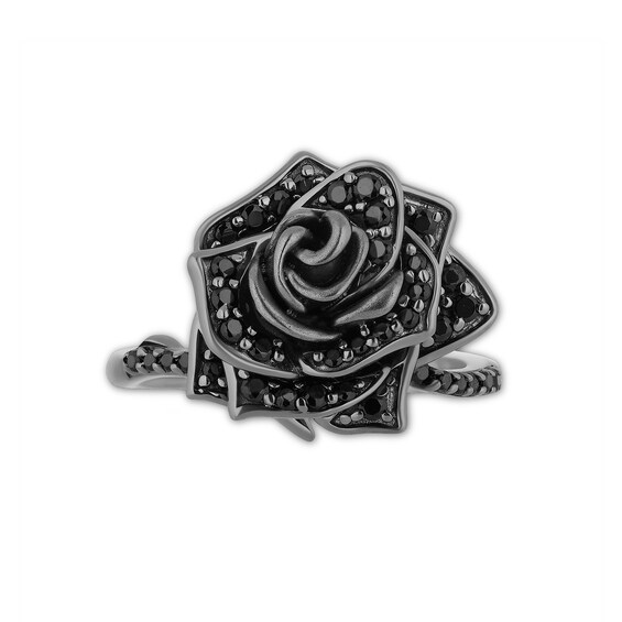 Enchanted Disney Villains Maleficent 1/2 CT. T.w. Black Diamond Rose Ring in Sterling Silver