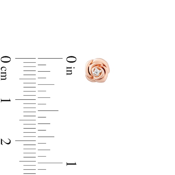Enchanted Disney Belle Diamond Accent Rose Key Pendant and Stud Earrings Set in Sterling Silver and 10K Rose Gold â 19"