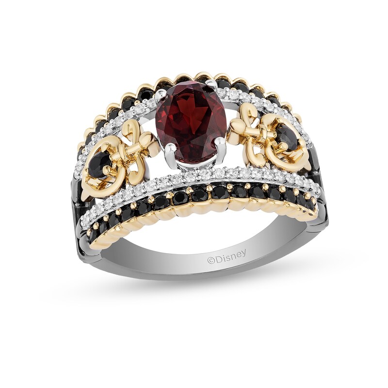 Main Image 1 of Enchanted Disney Villains Evil Queen Oval Garnet and 1 CT. T.W. Diamond Ring in Two-Tone Sterling Silver and 10K Gold