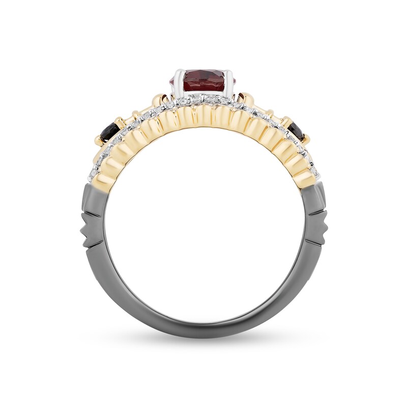 Main Image 3 of Enchanted Disney Villains Evil Queen Oval Garnet and 1 CT. T.W. Diamond Ring in Two-Tone Sterling Silver and 10K Gold
