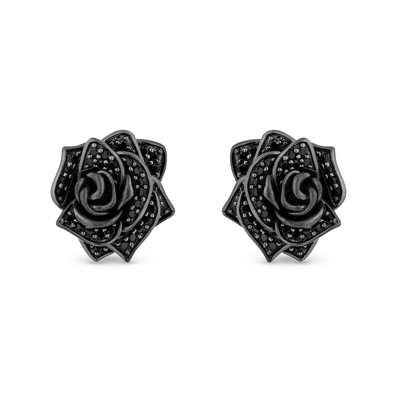 Enchanted Disney Villains Maleficent 1/2 CT. T.W. Black Diamond Rose Earrings in Sterling Silver