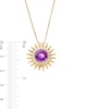 Thumbnail Image 3 of 9.0mm Amethyst and 1/10 CT. T.W. Diamond Frame Sunburst Pendant in Sterling Silver with 14K Gold Plate