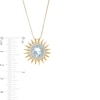 Thumbnail Image 3 of 9.0mm Sky Blue Topaz and 1/10 CT. T.W. Diamond Frame Sunburst Pendant in Sterling Silver with 14K Gold Plate
