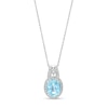 Thumbnail Image 1 of Oval Sky Blue Topaz and Diamond Accent Bead Frame Pendant in Sterling Silver