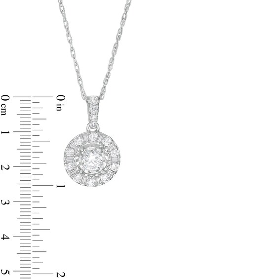 1/2 CT. T.w. Baguette and Round Diamond Frame Pendant in 10K White Gold