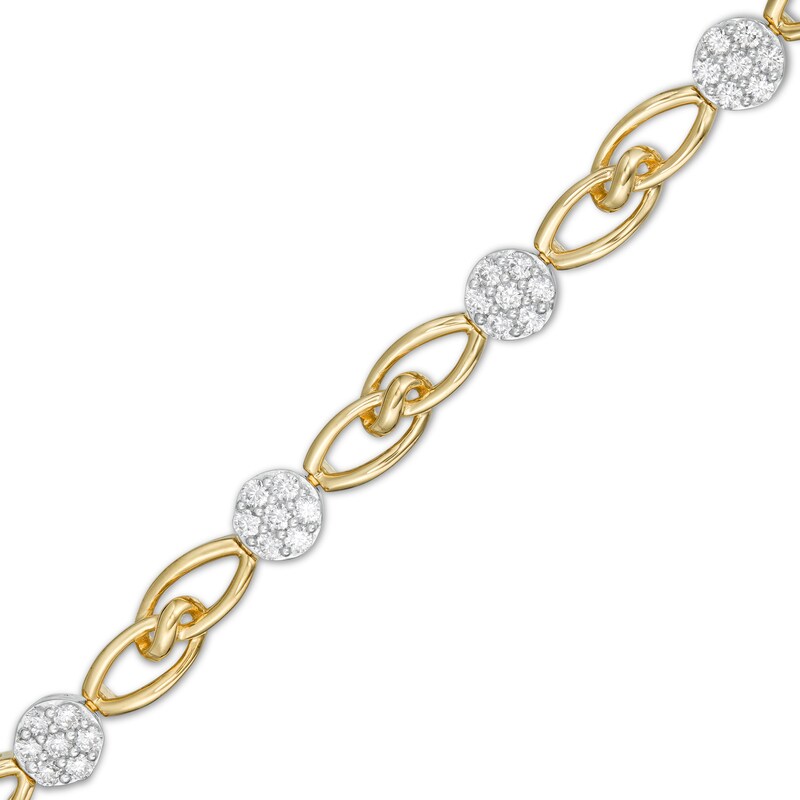 Main Image 1 of 1 CT. T.W. Multi-Diamond Interlocking Bracelet in 10K Gold – 7.5"