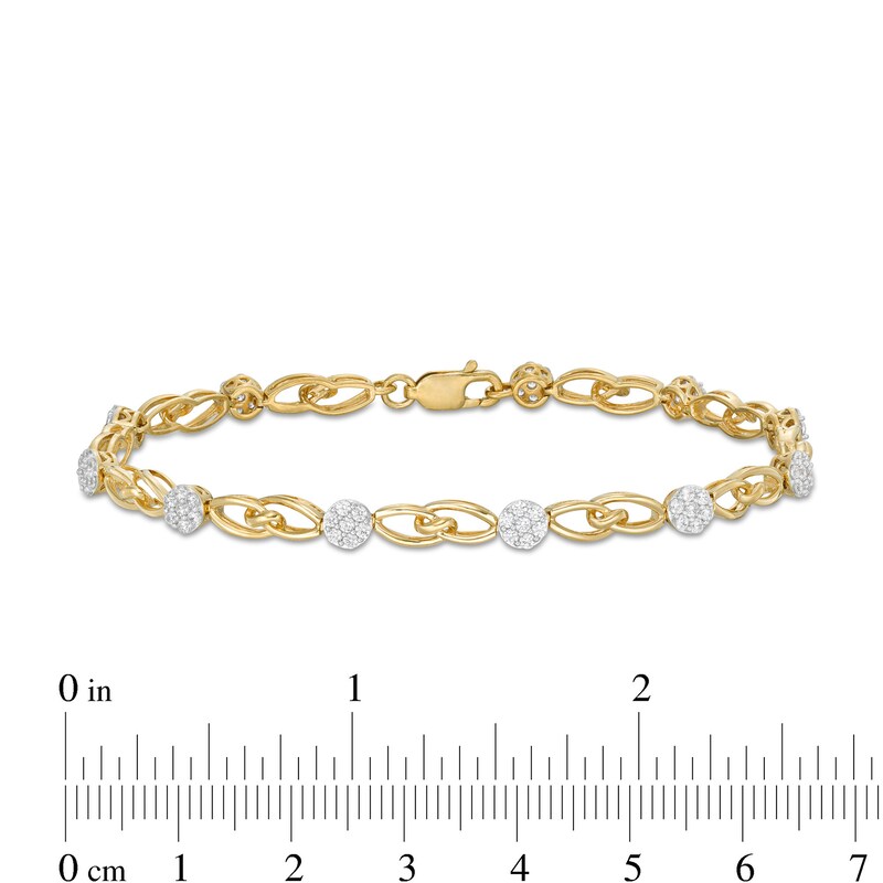 Main Image 4 of 1 CT. T.W. Multi-Diamond Interlocking Bracelet in 10K Gold – 7.5"