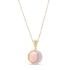 Thumbnail Image 1 of 12.0mm Pink Opal and White Topaz Crescent Moon Pendant in Sterling Silver with 14K Gold Plate