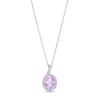 Thumbnail Image 1 of Oval Amethyst and Diamond Accent Bead Frame Twist Bail Pendant in Sterling Silver