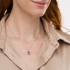 Thumbnail Image 2 of Oval Amethyst and Diamond Accent Bead Frame Twist Bail Pendant in Sterling Silver