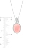 Thumbnail Image 3 of Oval Pink Opal and 1/20 CT. T.W. Diamond Frame Rope-Textured Triple Row Split Bail Pendant in Sterling Silver