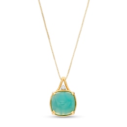 12.0mm Cushion-Shaped Blue Chalcedony and White Topaz Pendant in Sterling Silver with 14K Gold Plate