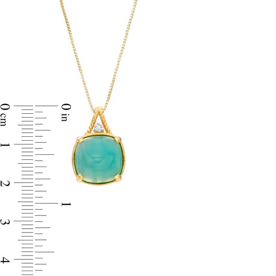 12.0mm Cushion-Shaped Blue Chalcedony and White Topaz Pendant in Sterling Silver with 14K Gold Plate