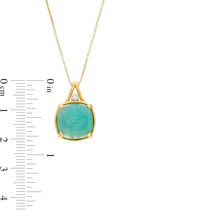 Main Image 3 of 12.0mm Cushion-Shaped Blue Chalcedony and White Topaz Pendant in Sterling Silver with 14K Gold Plate